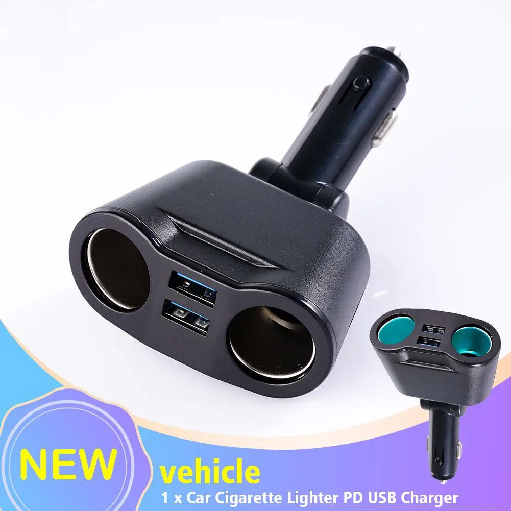 Car Cigarette Lighter PD USB Charger QC3 0 Dual Socket Splitter Qme