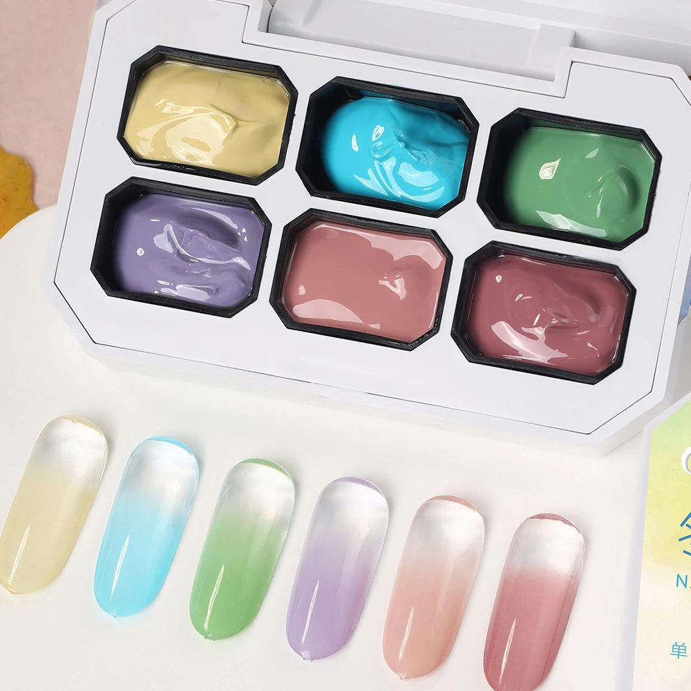 6 Colors Pink Blusher Patting Gel Nail 4 IN1 Gradient Painting Art Qme