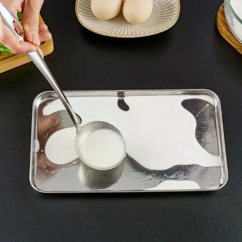Rectangle Stainless Steel Tray Buffet Presentation Tray Metal Food Serving Plate Rice Noodle Pan Home Dishes Storage Organizer Qme