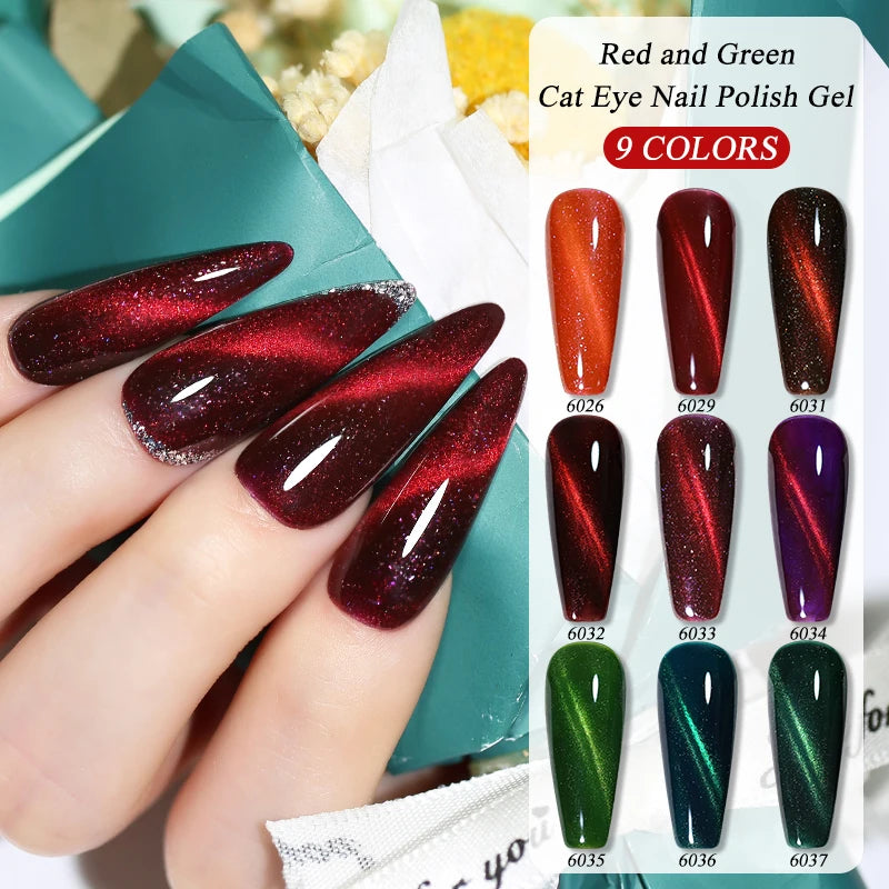Arte Clavo Cat Eye Magnetic Gel Polish Green Red Semi Permanent Soak Qme