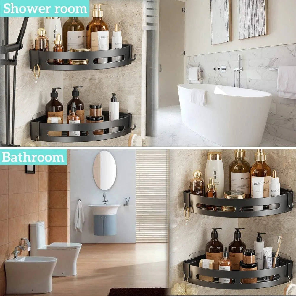 3PCS Bathroom Triangle Shelf Non Perforated Wall Mounted Bathroom Shower Storage Wall Rack Bathroom Accessories Household Items Qme