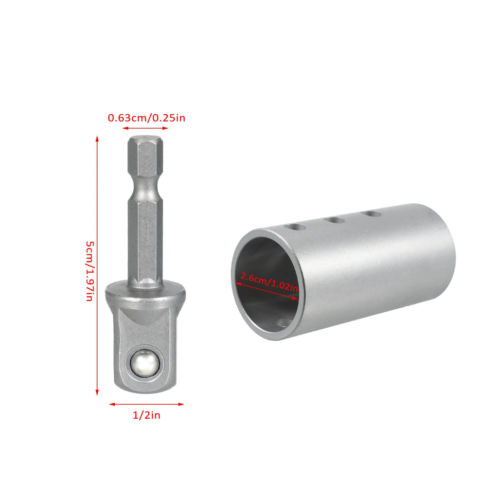 Stainless Steel Trailer Jack Drill Adapter Kit with 1/2'' Socket Adapter Bit Compatible with 1 Inch Jack Drive Shaft Qme