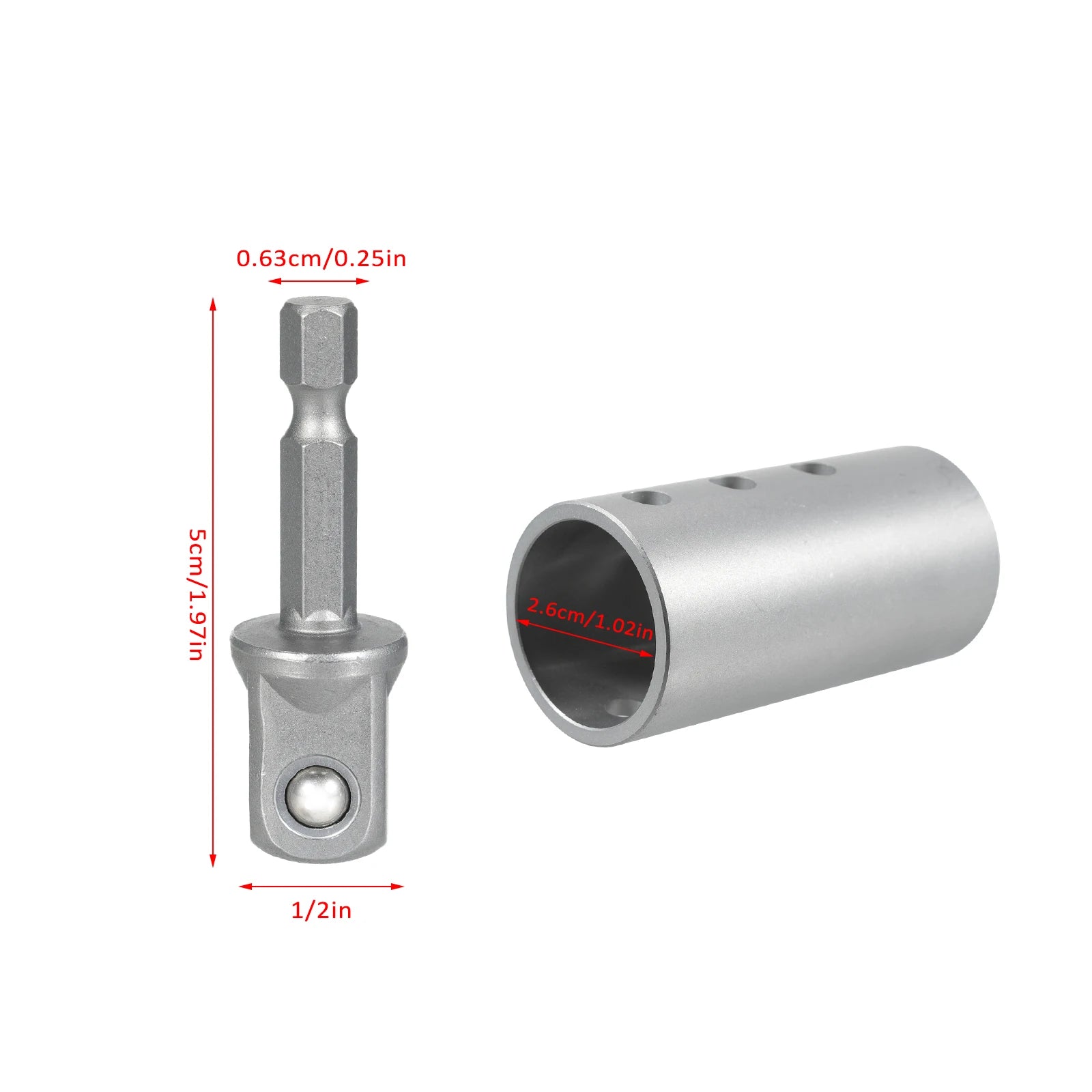 Stainless Steel Trailer Jack Drill Adapter Kit with 1/2'' Socket Adapter Bit Compatible with 1 Inch Jack Drive Shaft Qme