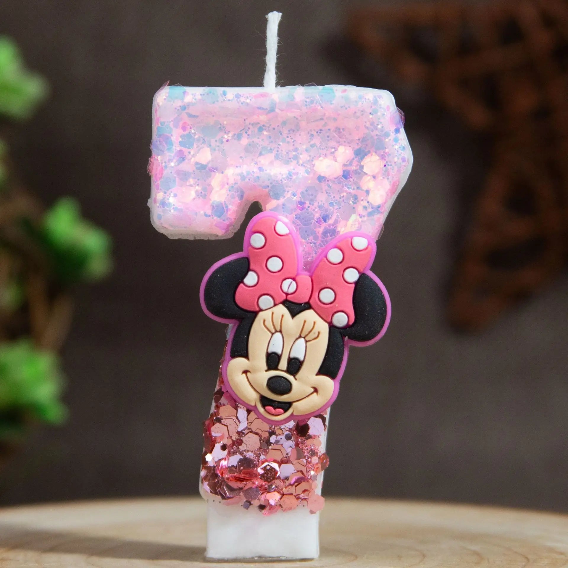 Minnie's Birthday Candles Mickey's Creative Glitter Cake Anniversary Anniversary Celebration Atmosphere Candle Plug-in Qme 7