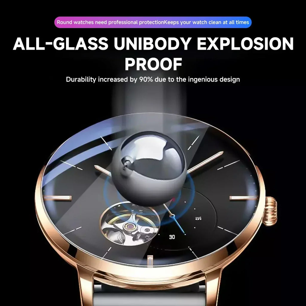 26-46mm Universal Tempered Glass Smartwatch Screen Protector Protective Film 28mm 30mm 32mm 38mm 40mm 41mm 42mm Diameter 2-5PCS Qme