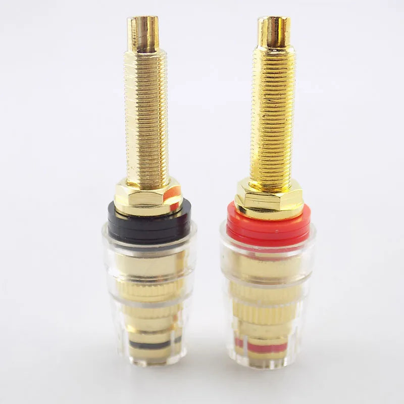 5pcs Brass Long Binding Post Connector Audio Speaker Amplifier Audio Adapter for 4mm Banana Plug Terminal Connectors C4 Qme