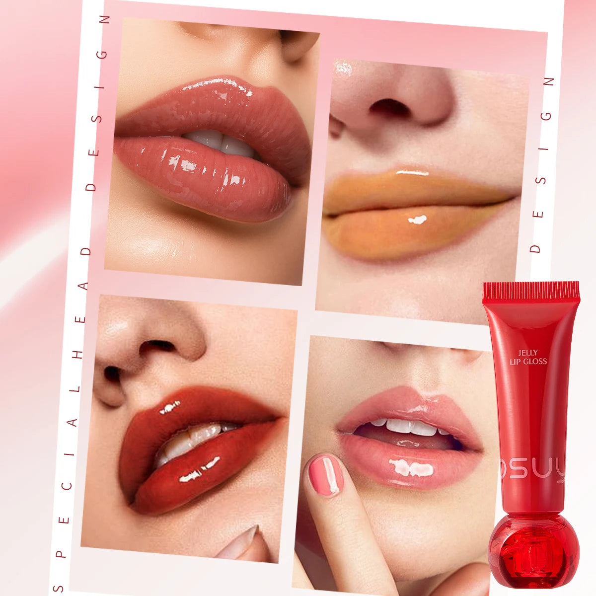 Moisturizing Jelly Lip Gloss Durable Waterproof Sweatproof Non Stick Qme