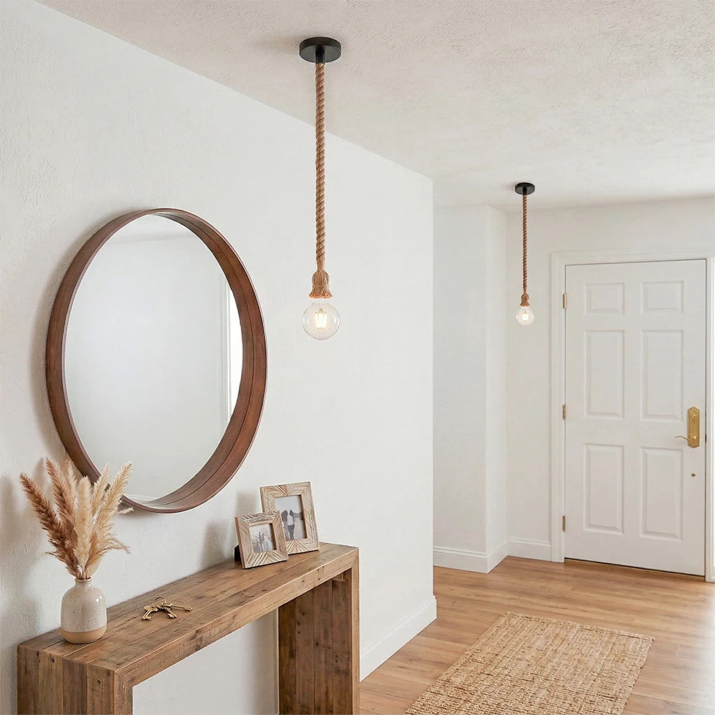 Vintage Hemp Rope-DIY Decor Items Retro Ceiling Pendant E27 Base Loft Industrial Hanging Lamp Pendang Light Home Qme