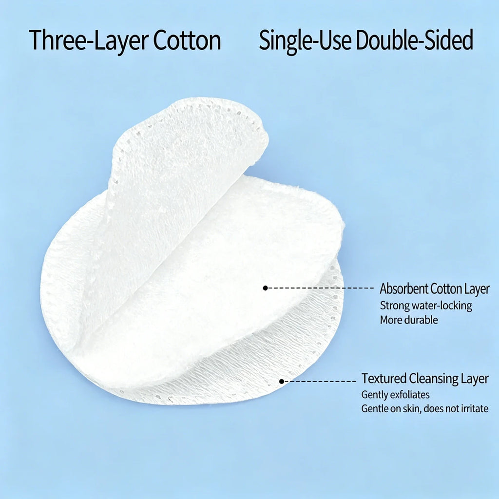 Makeup Remover Pads Thick Round Three-layer Extra Removing Eye Face Qme