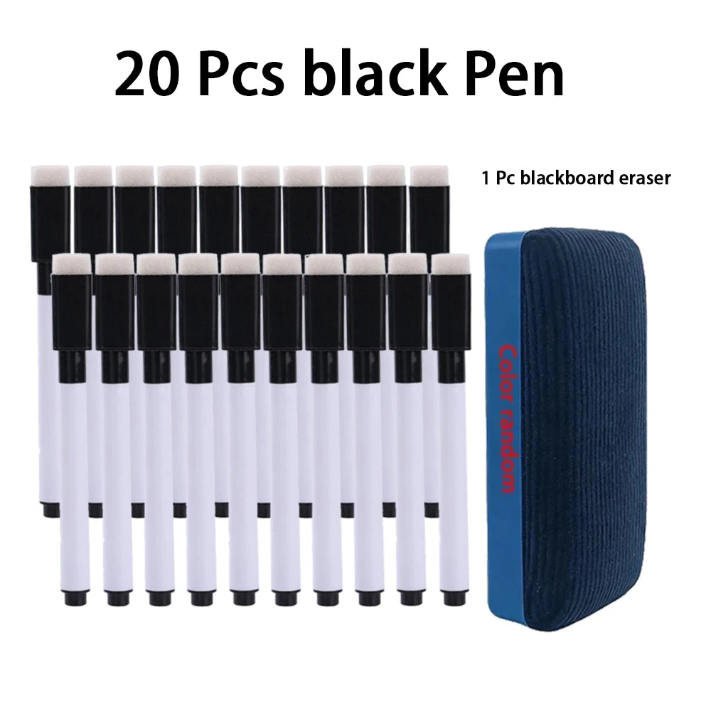 Magnetic Black/White Dry Erase Markers with Eraser Cap White Board Dry erase Markers Classroom Dry Wipe Pens for Office School Qme 20 black 1 Eraser