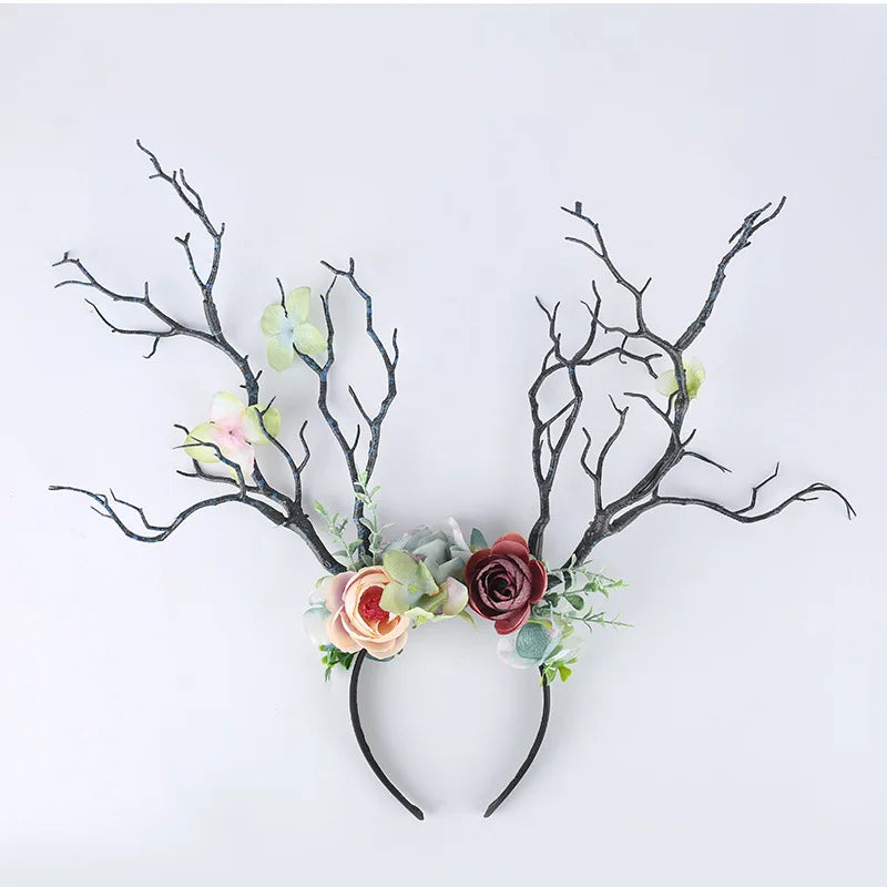 Handmade Enchanted Antler Headgear Cosplay Elf Elven Headpiece Magic Fairy Crown Elvish Forest Branch System Photography Prop Qme D