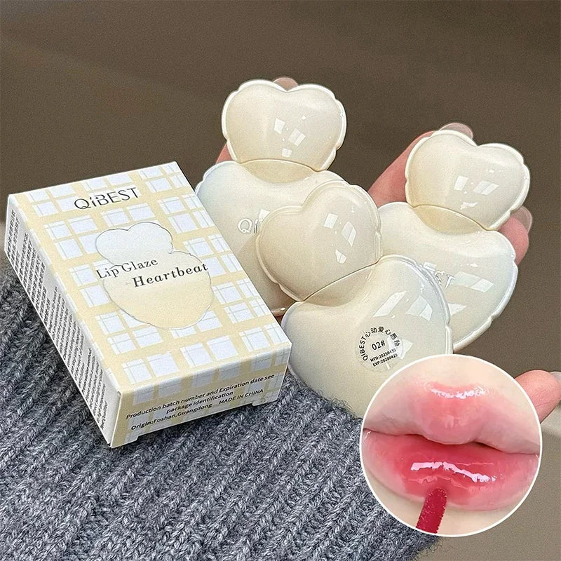 QIBEST 4 Colors Mirror Lips Gloss Jelly Hydrating Lip Glaze Long Lasting Lipstick Tender Student Korean Cosmetics Lip Stain Tint Qme