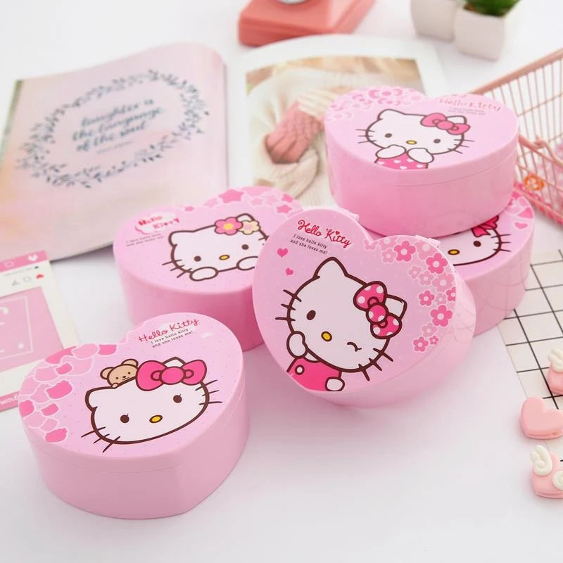 Hello Kitty Cartoon Portable Storage Box Cute Earring Jewelry Qme