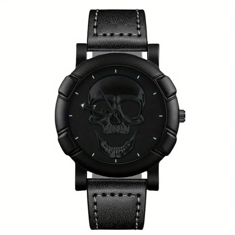 Fashion Mens 3D Skull Casual Quartz Wristwatch, Sports Watch Qme Rose No