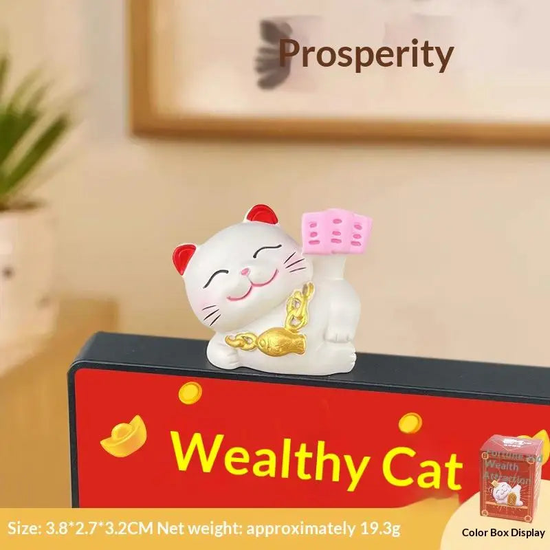 1/2/4Pcs Wealth Fortune Sculpture Lucky Cute Cat Figurine Gaming Office Table Desk Car Ornaments Chinese New Year Decor Gifts Qme C