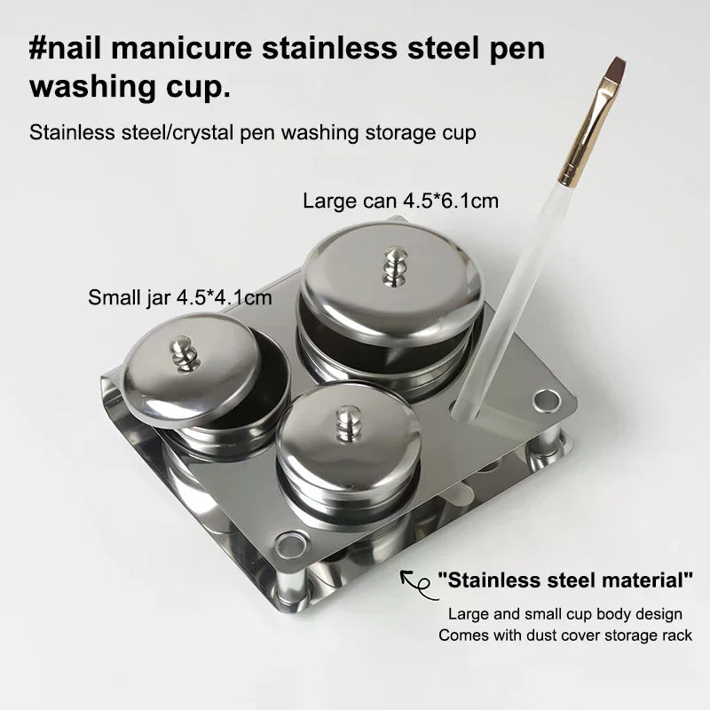 3 Stainless Dappen Dish Cups Salon Manicure Acrylic Powder Liquid Qme