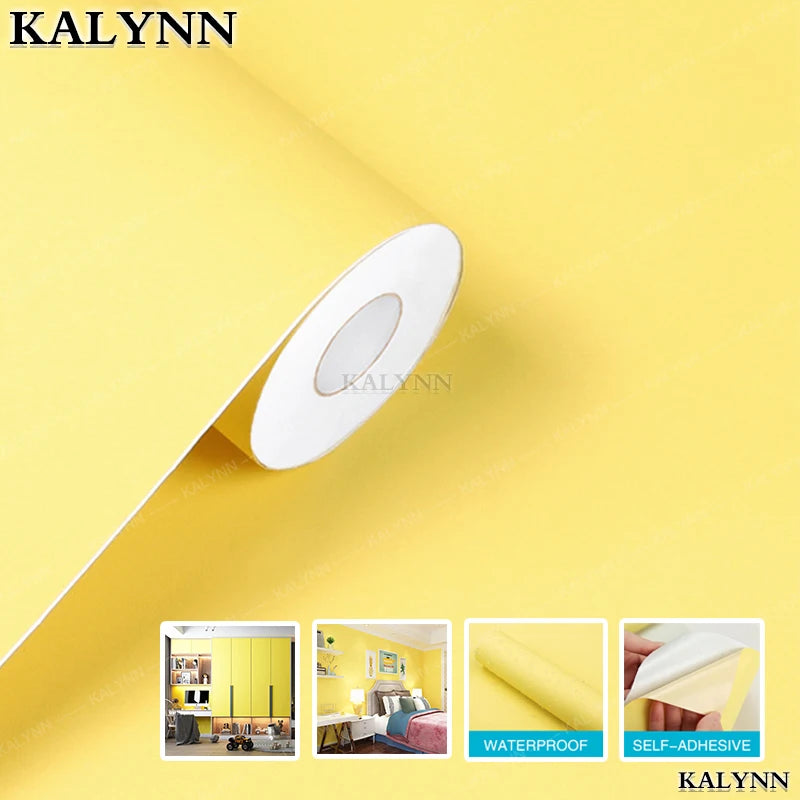 Yellow Peel Stick Wallpaper Vinyl Removable Wall Paper Self-adhesive Qme
