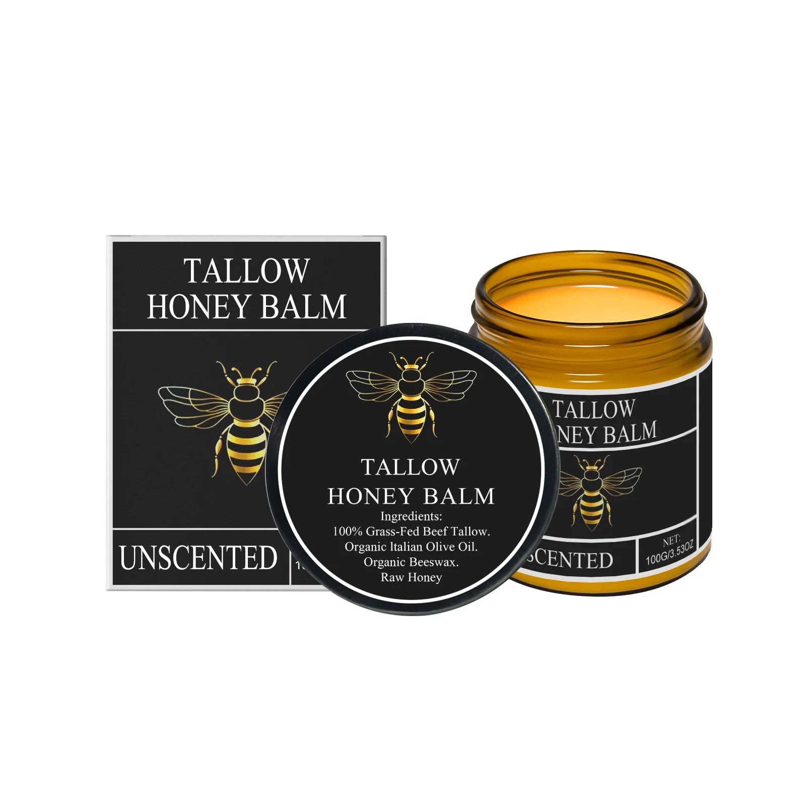 Tallow Honey Balm Firming Nourishing & Hydrating Skin Care Smoothing Soothe Skin Improves Elasticity Tallow Honey Moisturizer Qme Unscented