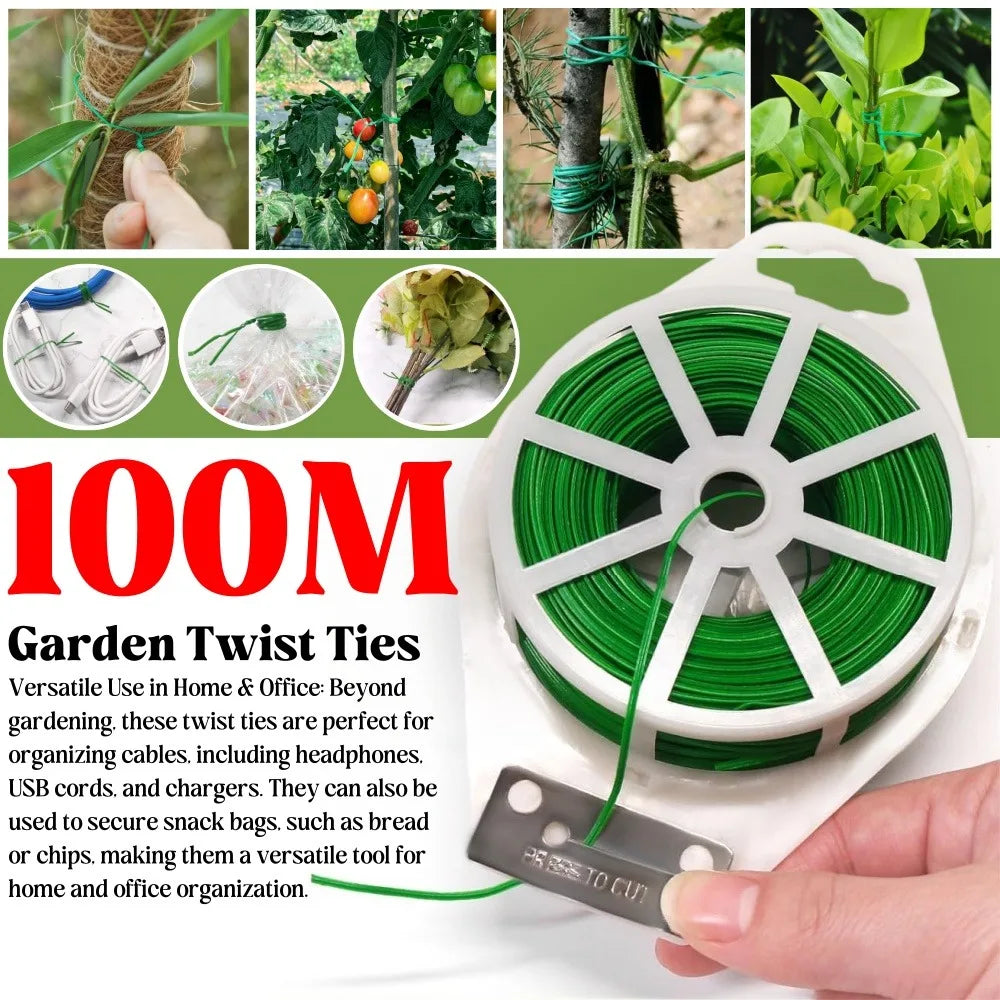 20/50/100M Garden Strapping Bundle Wire Reusable Plants Gardening Flower Support Strap Tie Plant Climbing Cane Fixed Twist Ties Qme