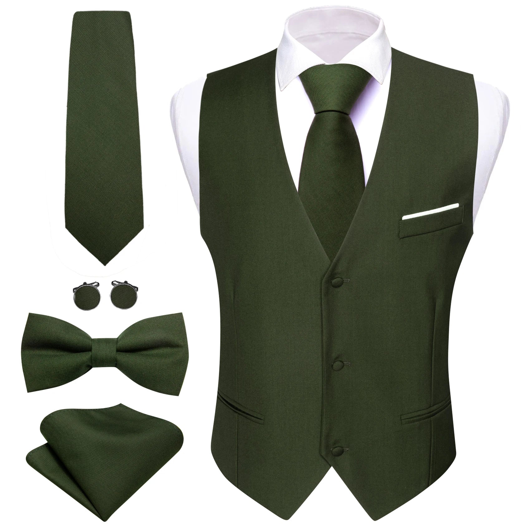 Men's Stain Vest Tie Bow Hanky Cufflinks Multicolored Waistcoat Qme MJ-2436 XL