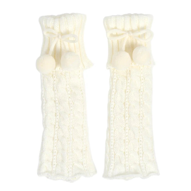 Soft Knitted Toddler Leg Covers Baby Cute Calf Leg Warmers for Kids Girls Fashion Children Pile Sock Winter Lolita Knee Socks Qme WHITE One Size