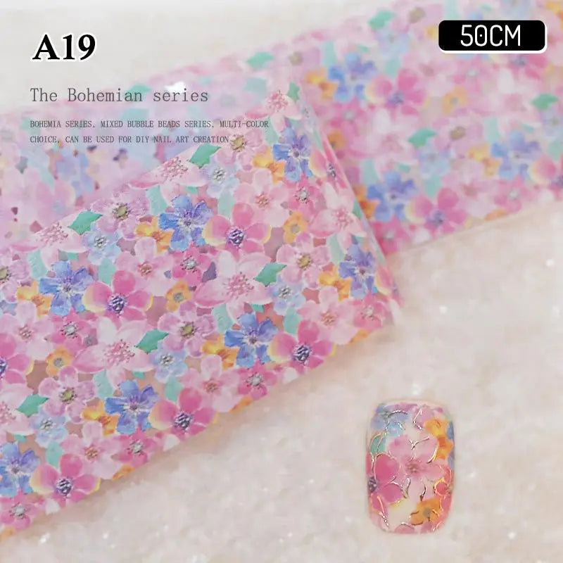 4 Rose Flower Nail Transfer Foils Paper DIY Art Sliders Salon Use Qme A19