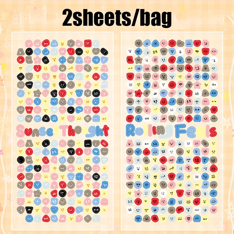 8 Sheets/4 Pack Cute Mini Emotion Emoji Stickers, Nail Stickers for DIY Scrapbooking, Photo Frame Collage Material Decoration Qme A-2