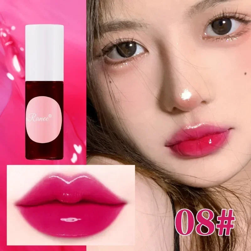 Water Tint Liquid Lip Stain Cherry Juice Lip Gloss Tint Non-stick Lasting Moisturizing Lip Dye Lips Cheek Rouge Water Makeup Qme 08