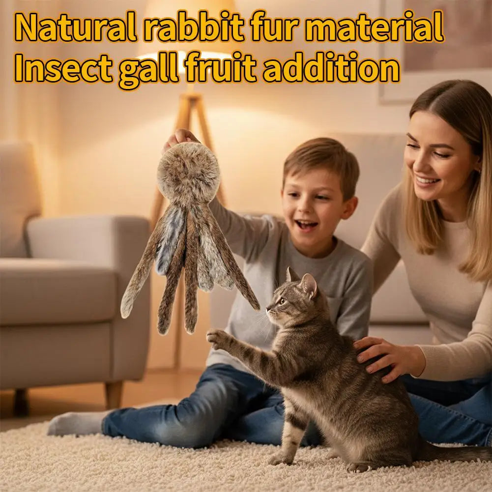 Artificial Rabbit Fur Cat Toys Soft Durable Interactive Indoor Kitten Qme