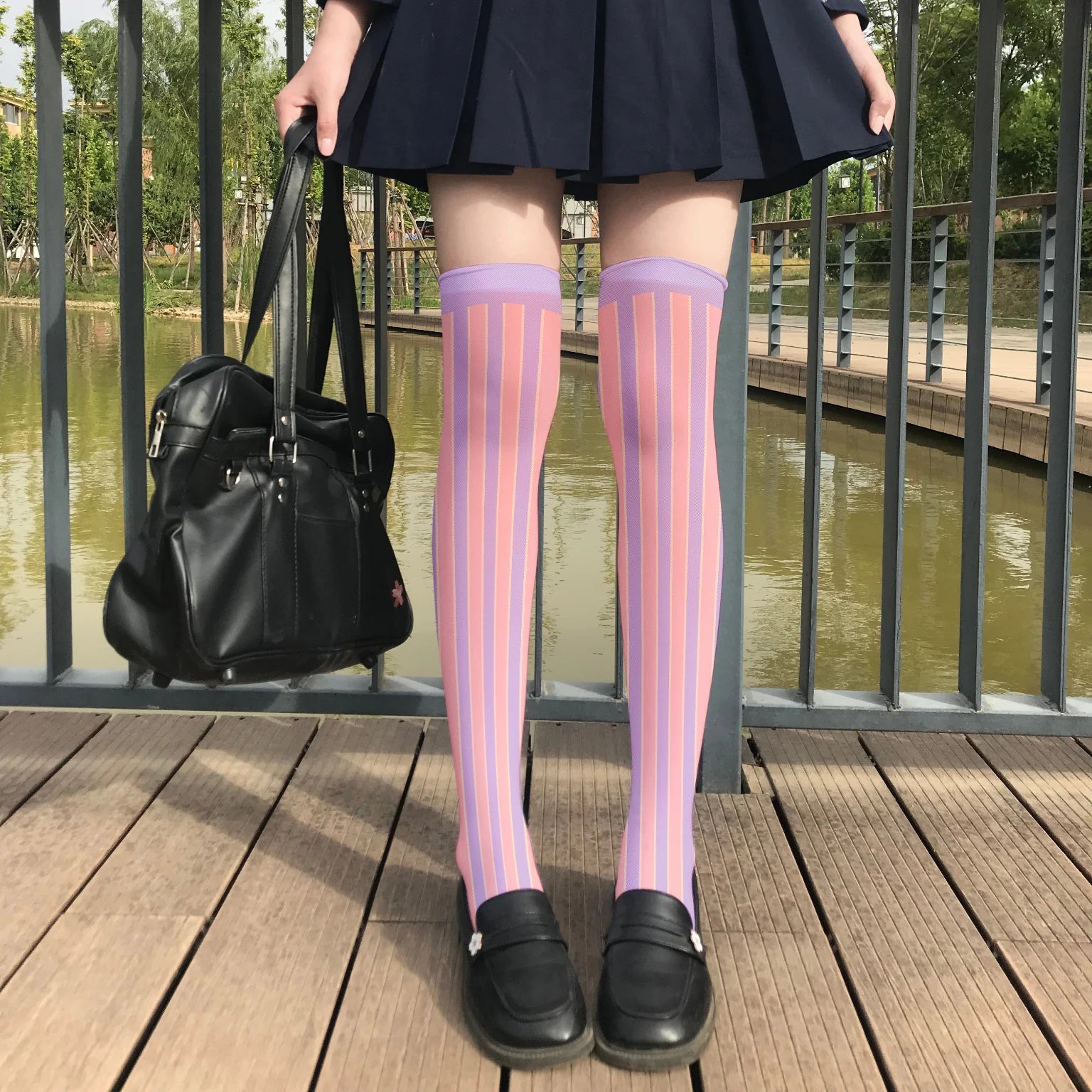 Sweet Cute Loli JK Stockings Fashion Girl 3d Printing Pink Purple Qme