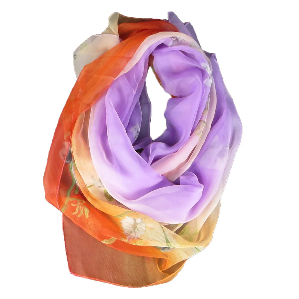 Luxury Square Scarf Women Twill Silk Scarves Wraps Beach Shawl Hijabs Qme COLOR1 One Size