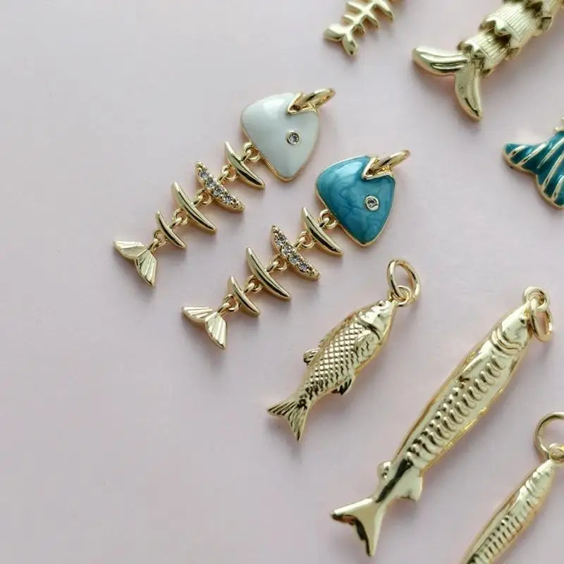 Fashion Cute Colored Enamel Fish Charms For Jewelry Making Supplies Bohemian Animal DIY Earring Bracelet Necklace Accessories Qme