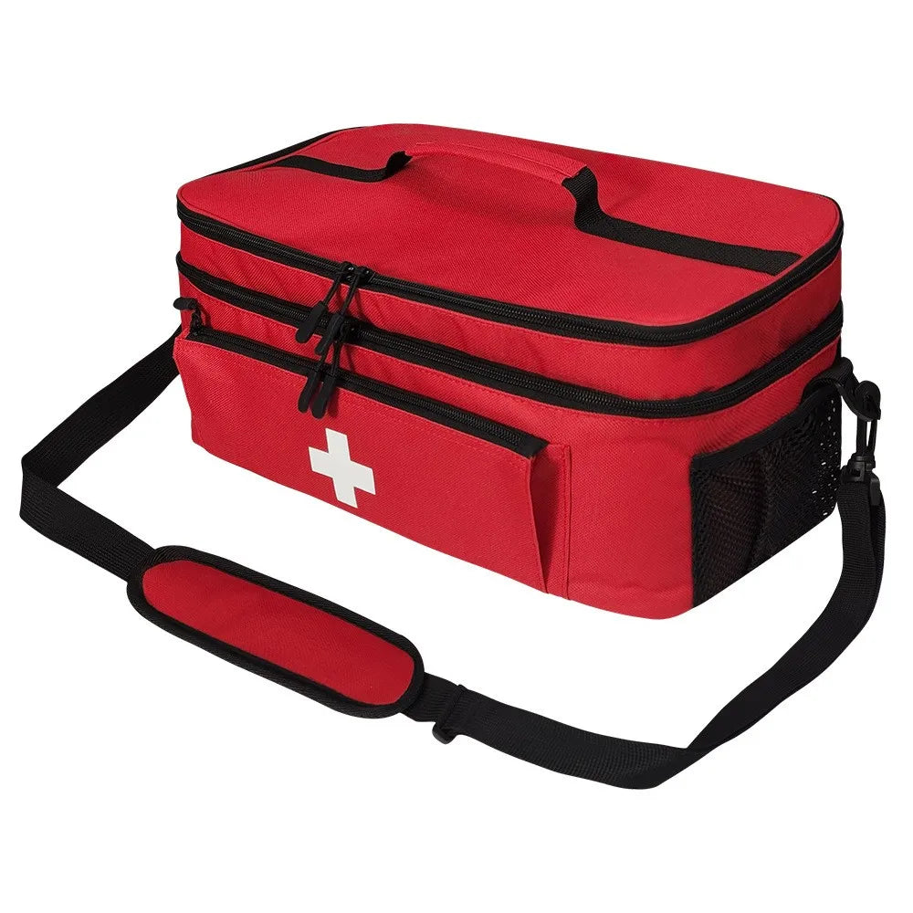 Medical Emergency Kit Outdoor Portable Rescue Storage Organizers Large Capacity Storage Bag Household Oxford Cloth First Aid Kit Qme Red One Size