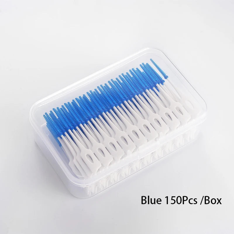 150 Interdental Silicone Brushes Dental Toothpicks Brush Between Qme Blue 150Pcs China Mainland