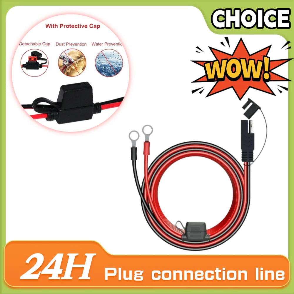 12V Charger Cable For Motorcycle Battery Terminal To SAE Quick Extension Cord Cable Connector For Battery Charger/Maintainer Qme