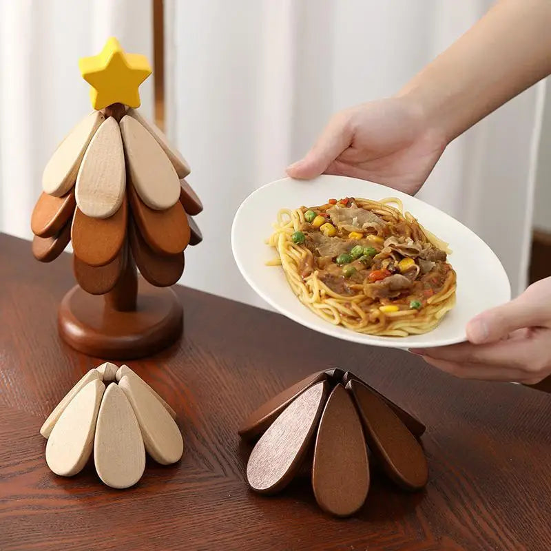Tree Insulation Mat Solid Wood Dining Table Anti Scalding Pot Qme