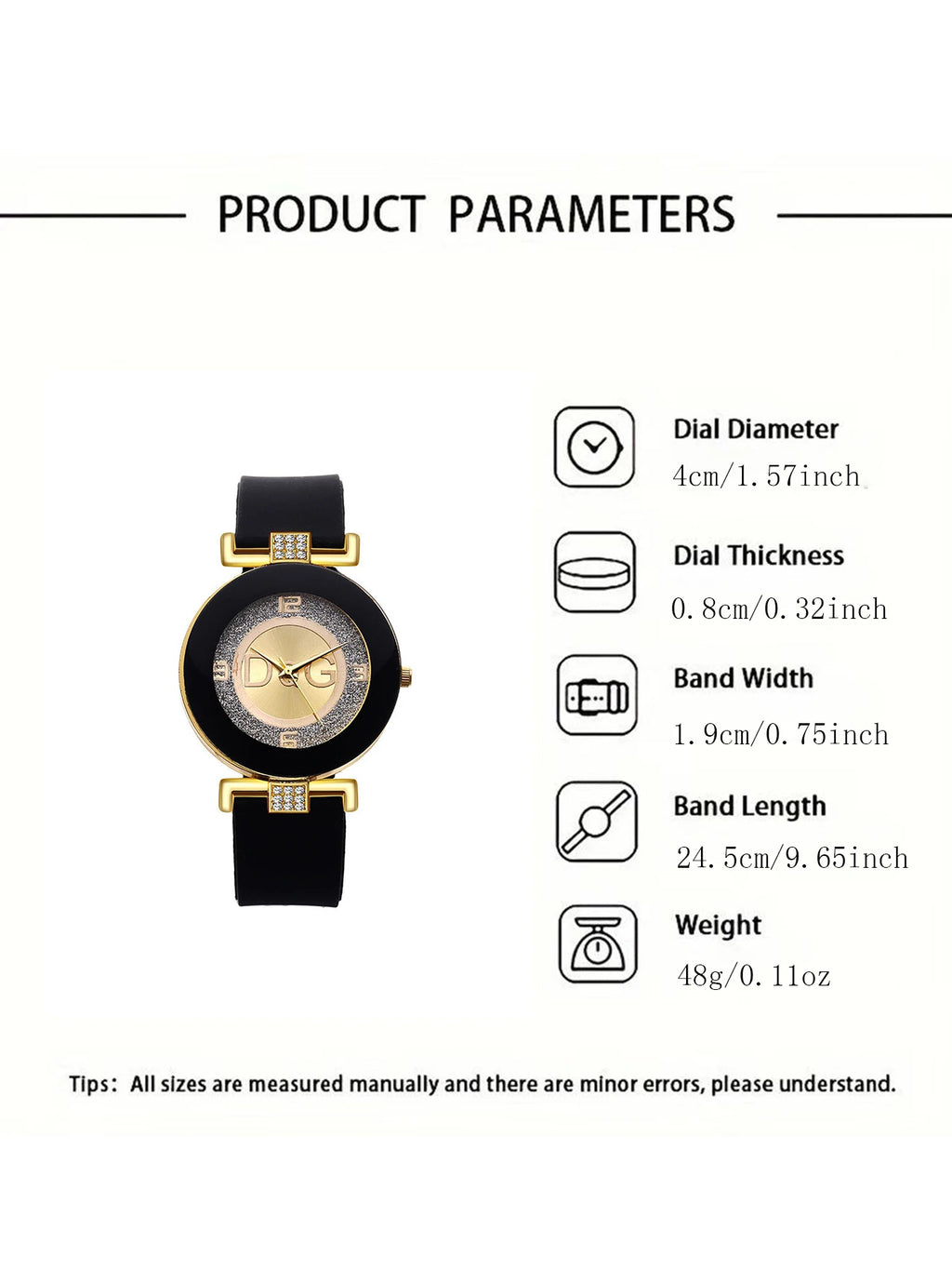 6pcs/5pcs/4pcs Fashion Classic Spot Silicone Diamond Set Large Dial Digital Men's and Women's Quartz Watch Qme