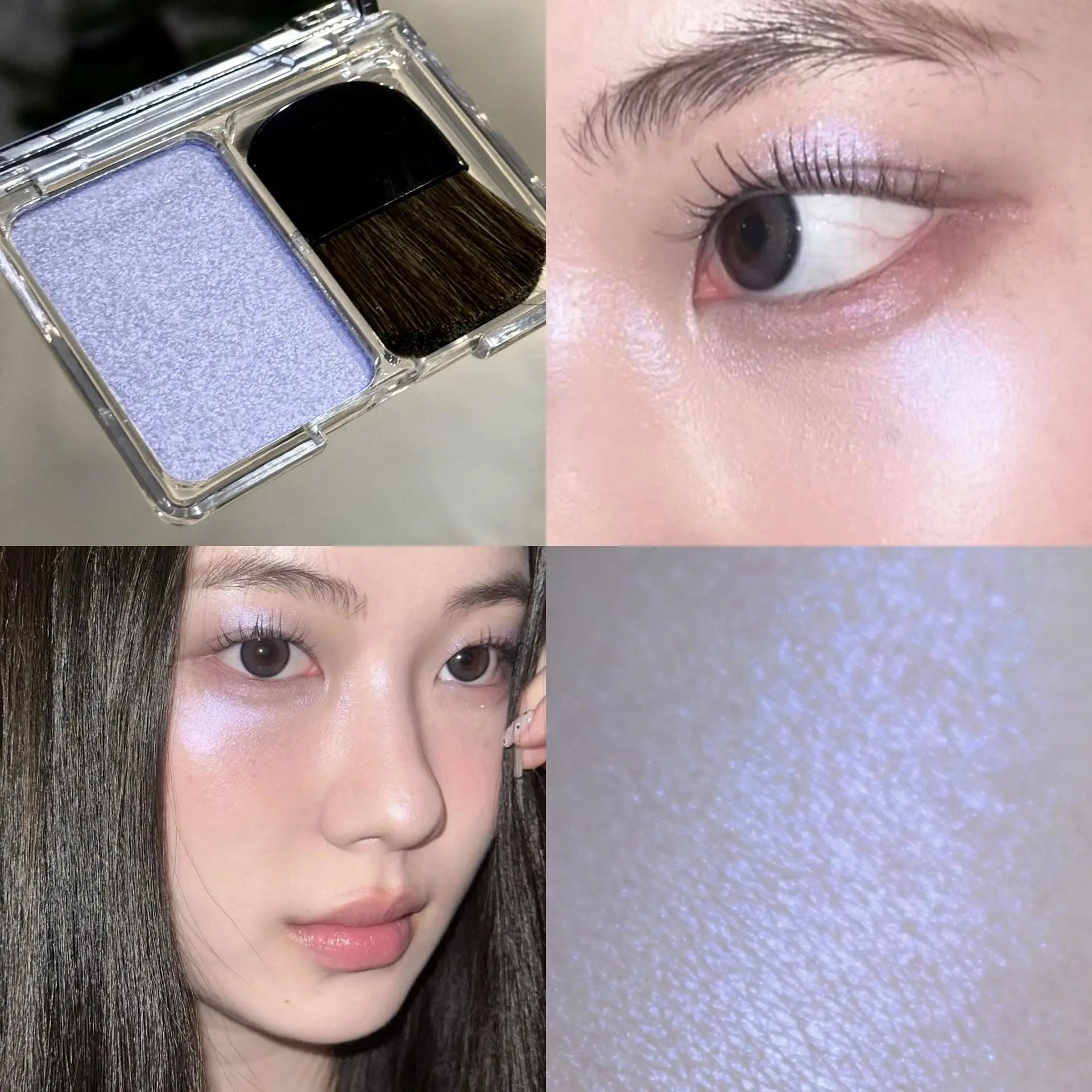 With Brush Bowknot Face Brighten Highlighter Sparking Shine Makeup Plate Fairy Purple Highlight Shimmer Shading Contour Cosmetic Qme 06