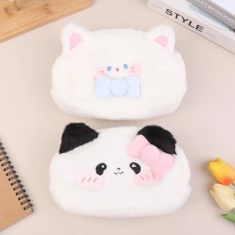 Cute Cartoon Animal Plush Pencil Case Large Capacity Stationery Qme