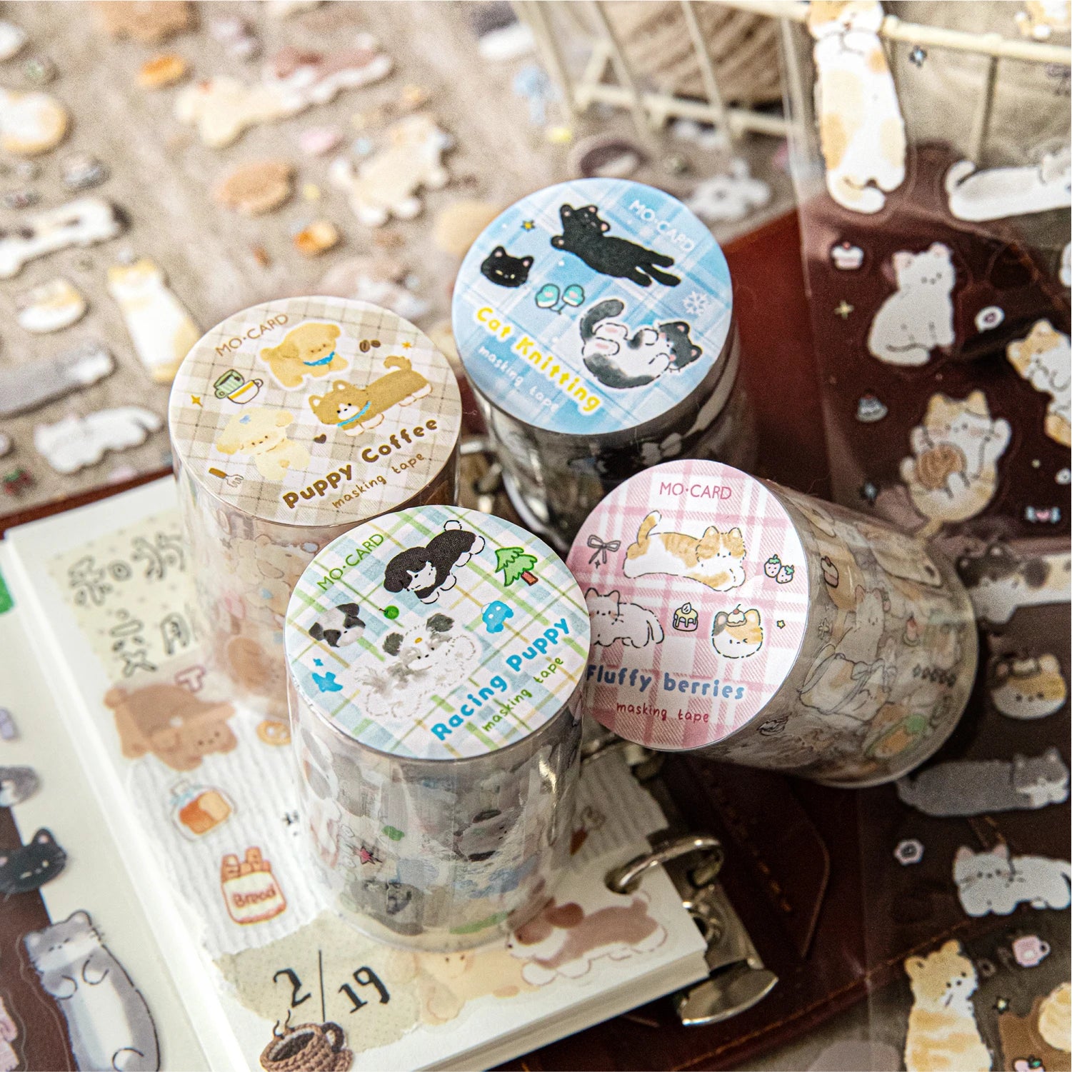 50mm * 2m Cat and Dog Series Kawaii Ins Cute pet Sparkling Sand Washi Tape DIY Scrapbook Aesthetic Masking Tape Qme A-D 50mm X 2m
