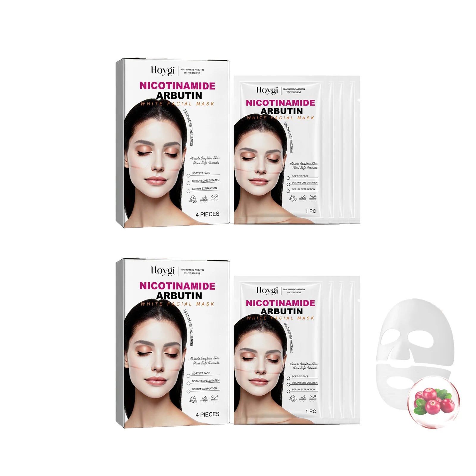 Niacinamide Arbutin Hydrating Mask Deep Hydrating Shrink Pores Firming Refreshing Brightening Facial Sheet Mask for Glowing Skin Qme 8Pcs