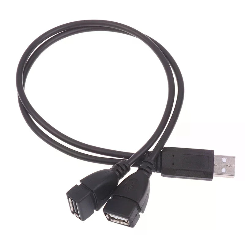 USB Cable Splitter Phone Charger Power Adapter Cord 2 Ports 1 Male Qme