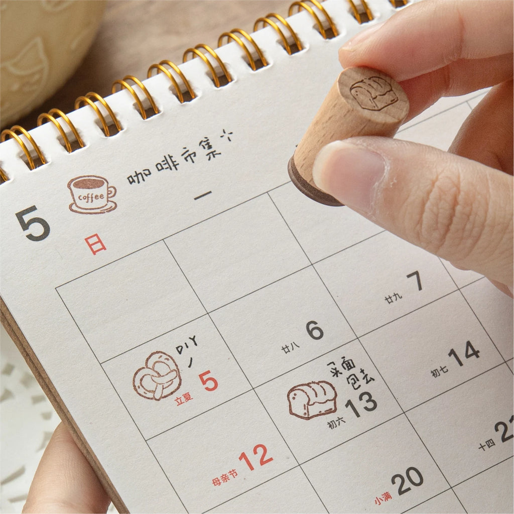 1 pc Vintage Coffee Bread Wooden Rubber Stamp Bottle Shape DIY Decor Scrapbooking Albums Wood Seal Daily Planner Stationery Qme