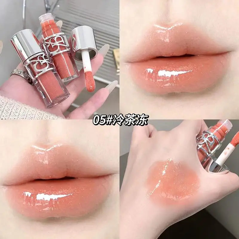 Clear Glass Gray Coffee Shine Lip Gloss Mirror Watery Moisturize Plumper Long Lasting Lip Tint Juicy Lip Oil Gloss Stain Makeup Qme 05