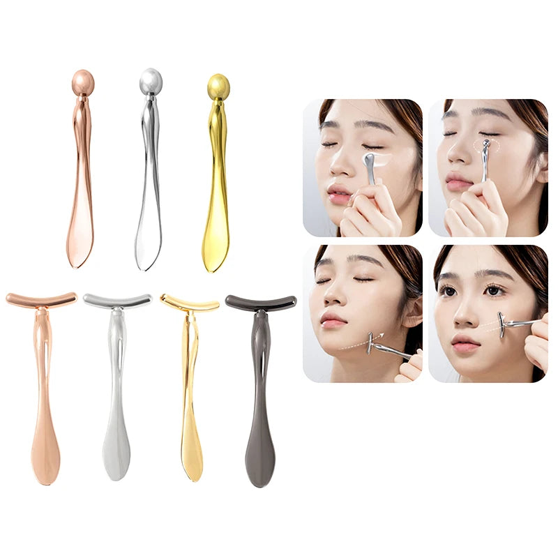 Eye Face Cream Applicator Alloy Beauty Spoon Roller Facial Massage Qme