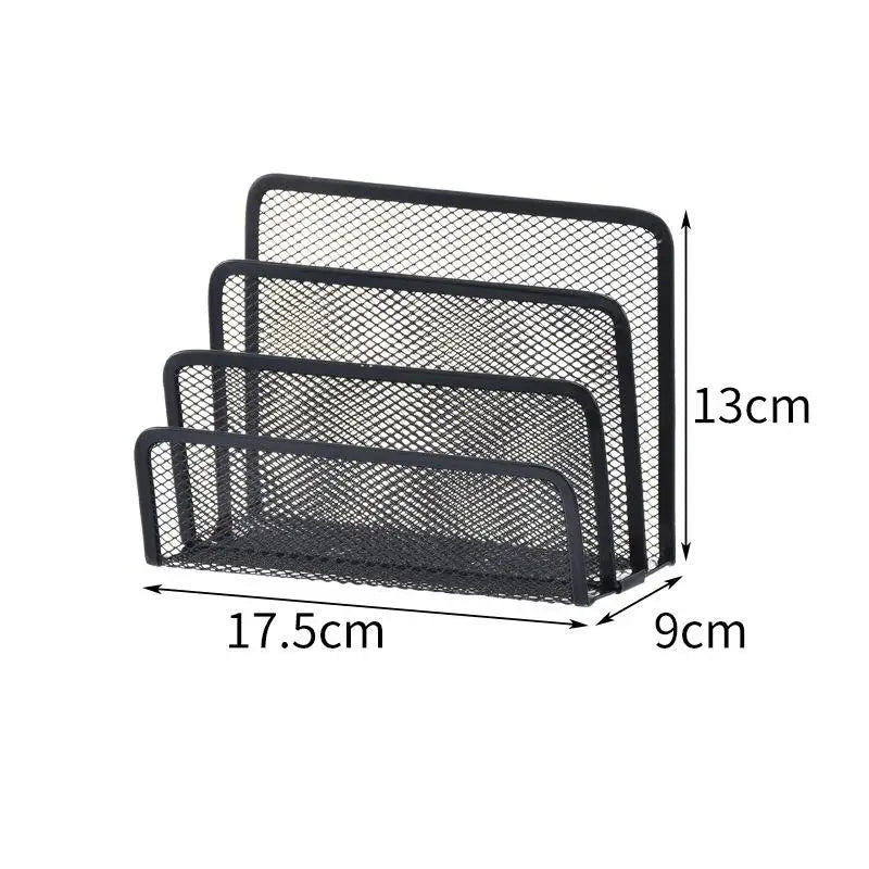 File Office Supplies Storage Rack Black Desktop Grid Metal Qme A