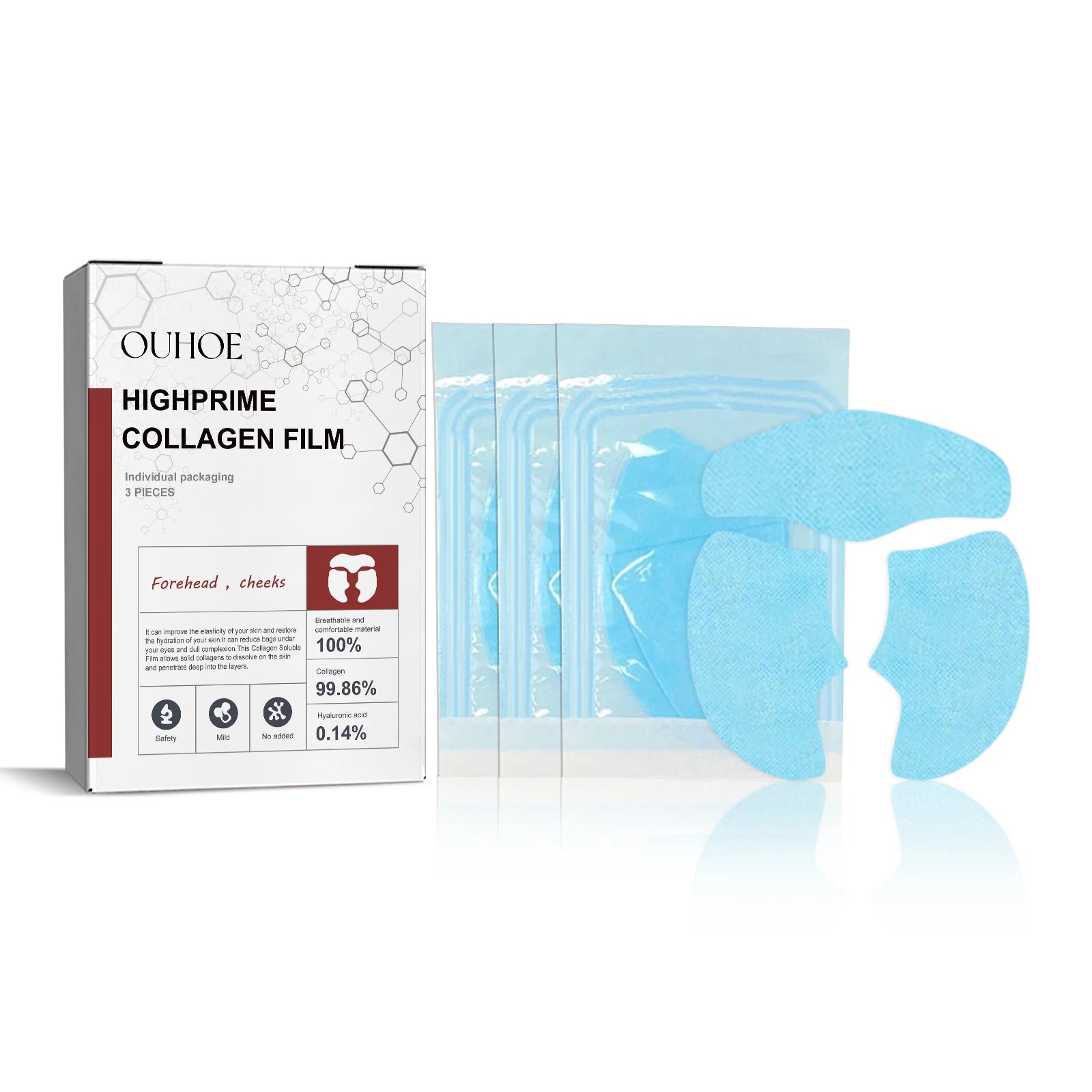 Collagen Membrane Set Paper Soluble Facial Mask Cheek Sticker Forehead Patch Fade Smile Lines Patches Tightening Skin Care Qme 3Pcs