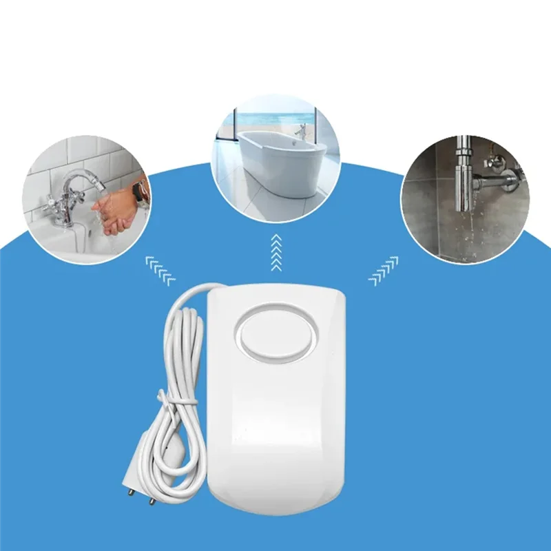 A02F-Water Leak Sensor Detector High Decibel Water Leak Detector For 130DB Work Alone Independent Battery For Home Security Qme