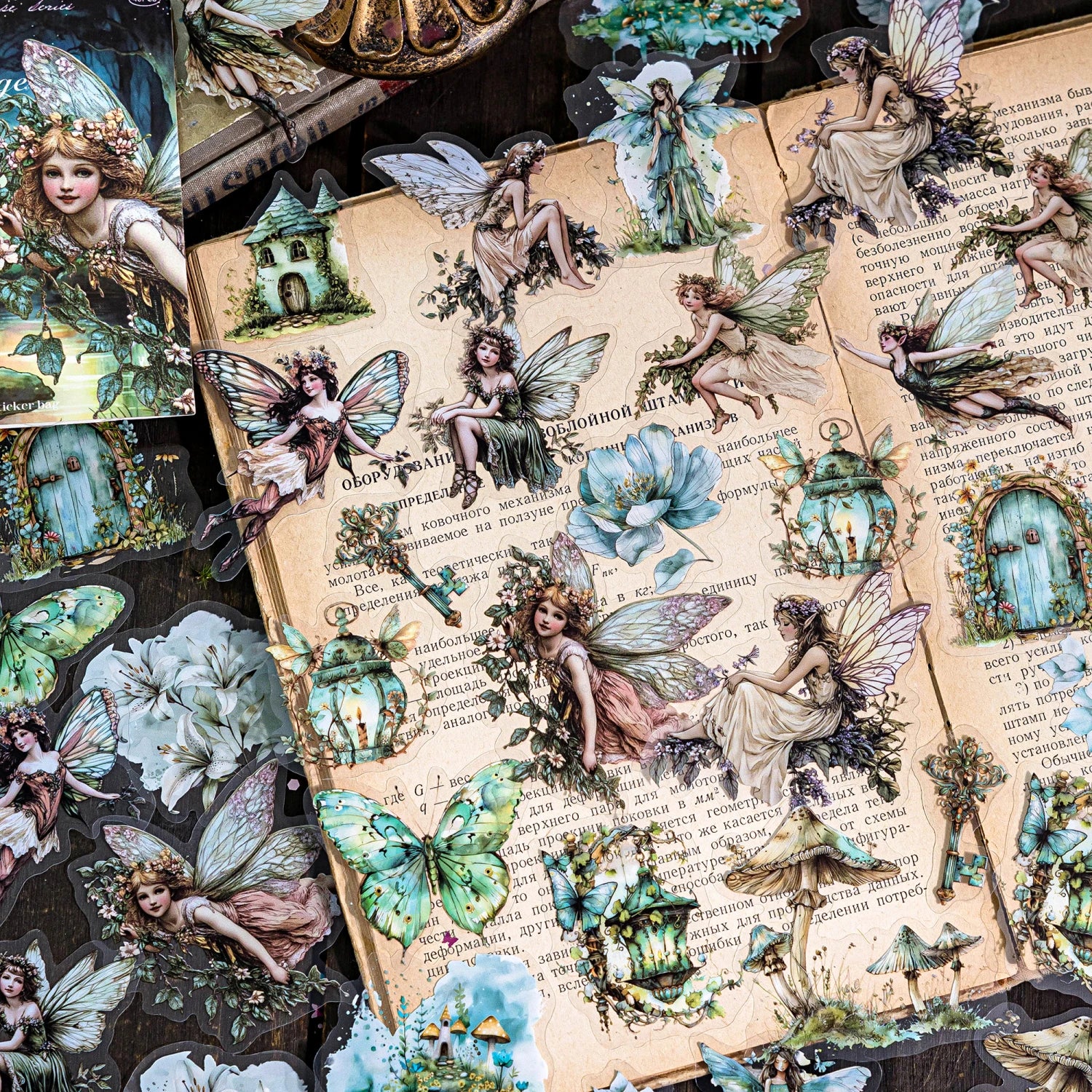 40 Sheets Gothic Magic Character Sticker Pack Dark Theme Vintage PET Stickers for Scrapbooking DIY Craft Decoration Qme