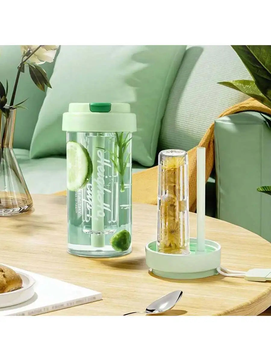 Transparent Plastic Straw Leak Proof Sports Water Bottle Tea Qme